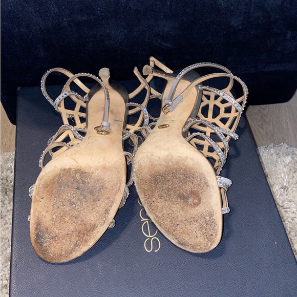 Silver puzzle Swarovski Crystal and suede Sandal - Picture 3 of 5